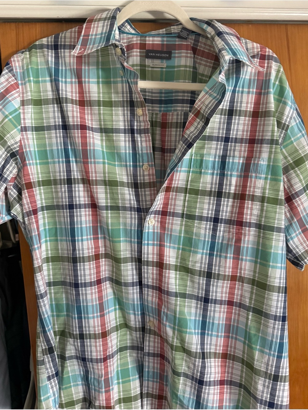 Van Heusen Multicolor Plaid Short-Sleeve Button Down Shirt